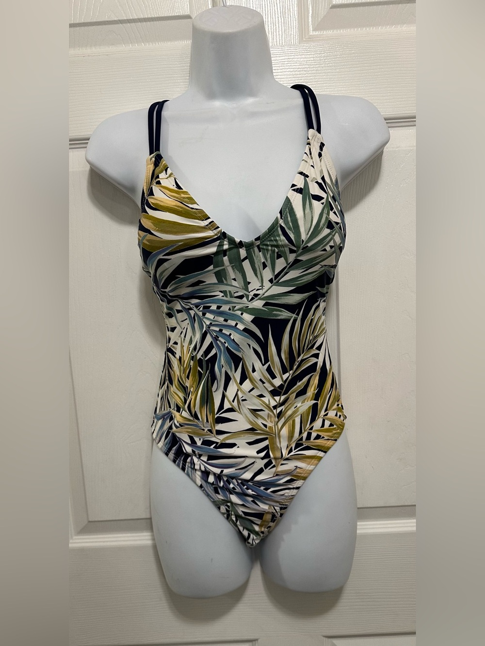 Hurley Navy & Olive Tropical Leaf One-Piece Swim